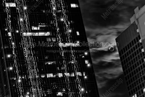 A Moon Rises over Dallas -- Dallas Black and White Photography