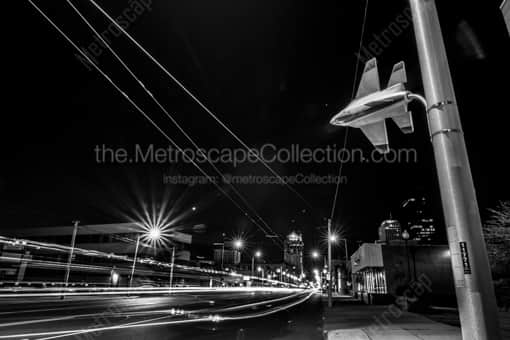 Dayton Black and White Photography of A Fighter Jet Street Lamp in Downtown Dayton A Fighter Jet Street Lamp in Downtown Dayton -- Dayton Black and White Photography