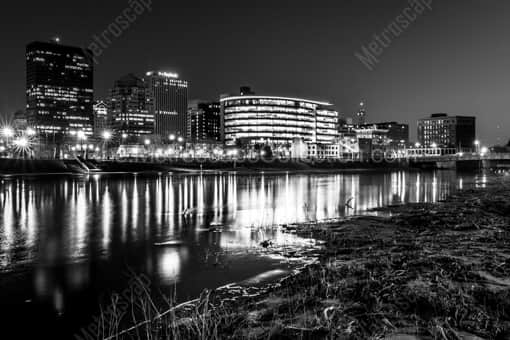 Dayton Black and White Photography of The Dayton Skyline on the Great Miami River The Dayton Skyline on the Great Miami River -- Dayton Black and White Photography