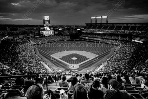 Coors Field at Night -- Denver Black and White Photography