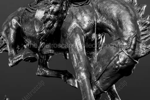 The Bucking Bronco Statue in Denver -- Denver Black and White Photography
