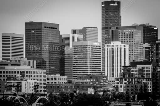 Denver Skyline at Dusk -- Denver Black and White Photography