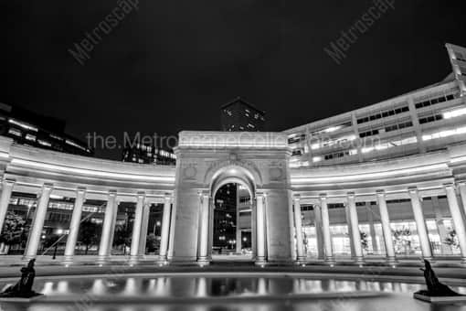 Denver Civic Center Arch at Night -- Denver Black and White Photography
