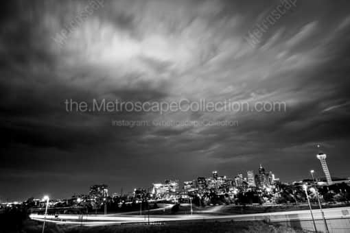 Clouds Sweep over the Denver Skyline -- Denver Black and White Photography