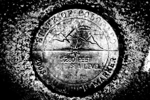 Denver Black and White Photography of The Mile High Marker on the Capitol Steps The Mile High Marker on the Capitol Steps -- Denver Black and White Photography