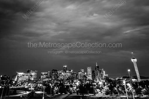 Denver Black and White Photography of The Denver Skyline from West of the Platt River The Denver Skyline from West of the Platt River -- Denver Black and White Photography