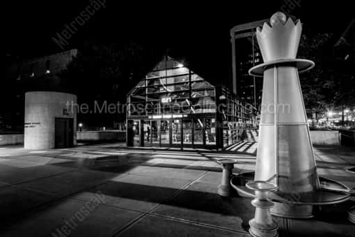 Denver Black and White Photography of The Queen Chess Piece near the RTD Station The Queen Chess Piece near the RTD Station -- Denver Black and White Photography