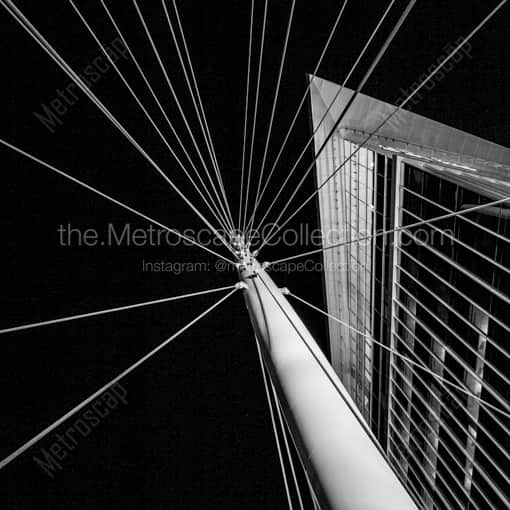 Matte Black WOOD Framed Black and White Denver Photograph: The 16th Street Pedestrian Bridge to the Highlands in a Square Matte Black Wood Frame