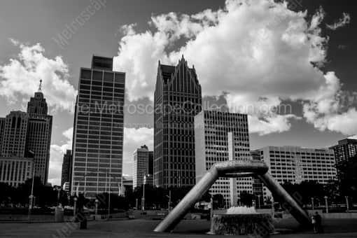 Hart Plaza -- Detroit Black and White Photography