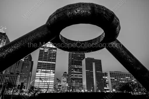 The Horace Dodge Fountain in Hart Plaza -- Detroit Black and White Photography