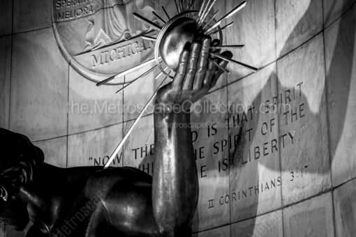 The Spirit of Detroit Left Hand at Night -- Detroit Black and White Photography
