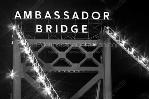 The Ambassador Bridge -- Detroit Black and White Photography