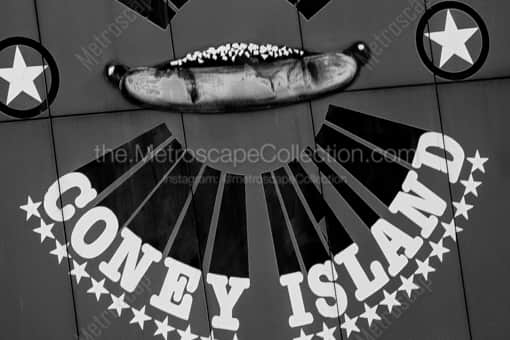 American Coney Island Sign -- Detroit Black and White Photography