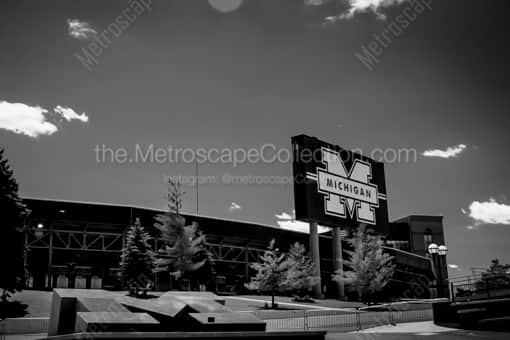 Michigan Stadium Alumni Plaza -- Detroit Black and White Photography