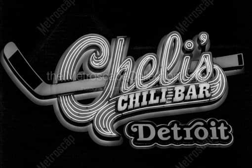 Chelis Chili Bar Detroit Neon Sign -- Detroit Black and White Photography