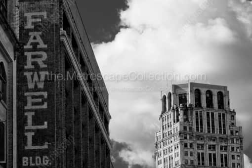 The Farwell Building and Broderick Tower -- Detroit Black and White Photography