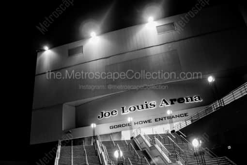 Gordie Howe Entrance of Joe Louis Arena -- Detroit Black and White Photography