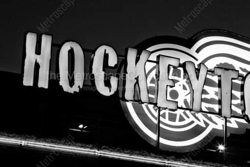 The Hockeytown Bar Sign -- Detroit Black and White Photography