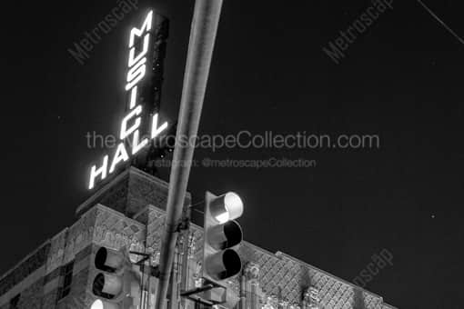 The Detroit Music Hall Sign -- Detroit Black and White Photography