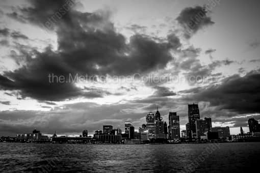 Detroit from Windsor Ontario -- Detroit Black and White Photography