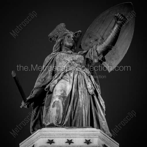 Matte Black WOOD Framed Black and White Detroit Photograph: Michigania atop the Soldiers and Sailors Monument in a Square Matte Black Wood Frame