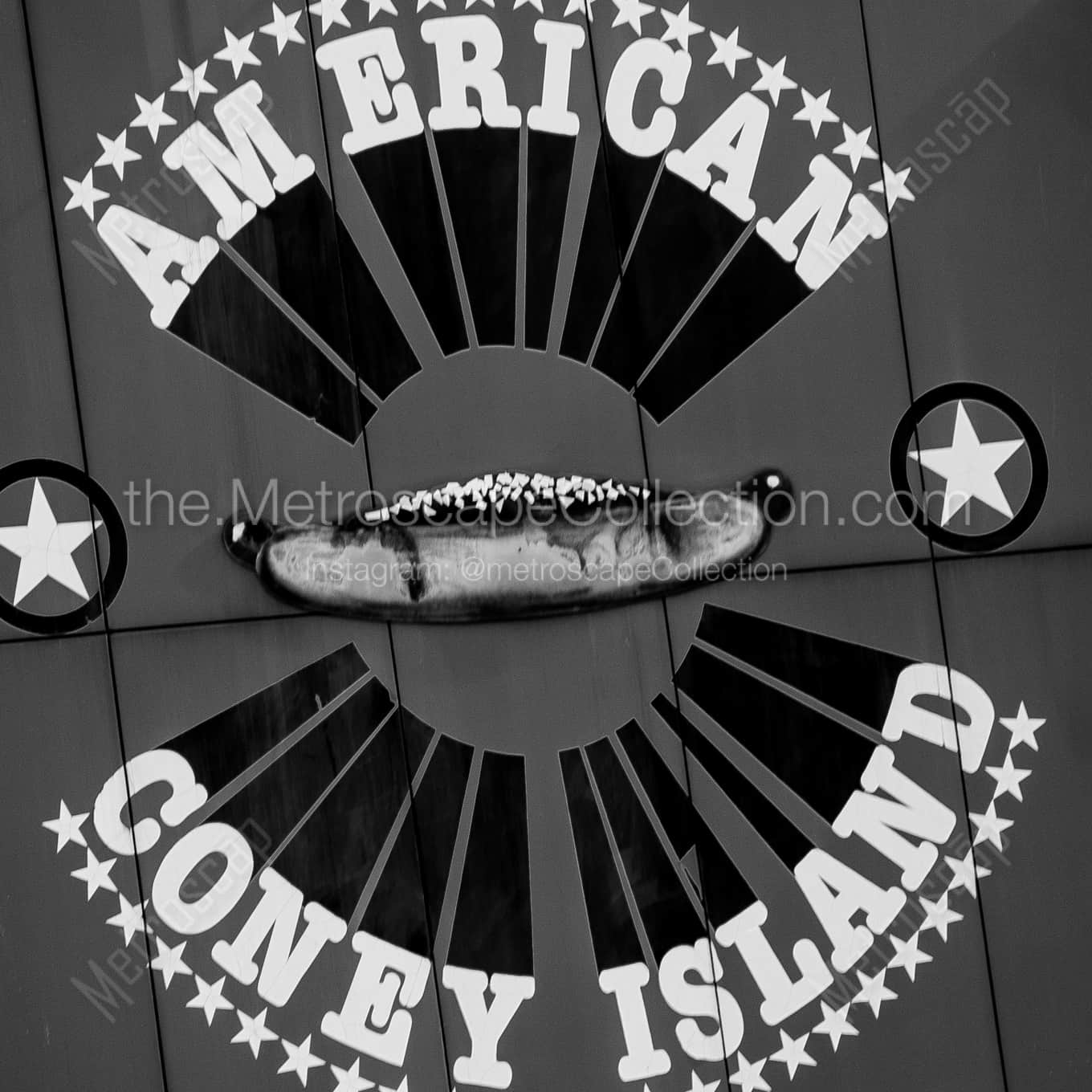 American Coney Island Sign landscape black and white Photography American Coney Island Sign landscape black and white Photography square crop