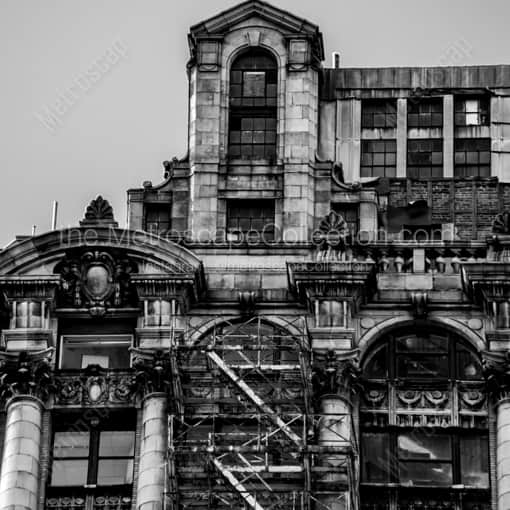 Matte Black WOOD Framed Black and White Detroit Photograph: The Top of the Book Tower in a Square Matte Black Wood Frame