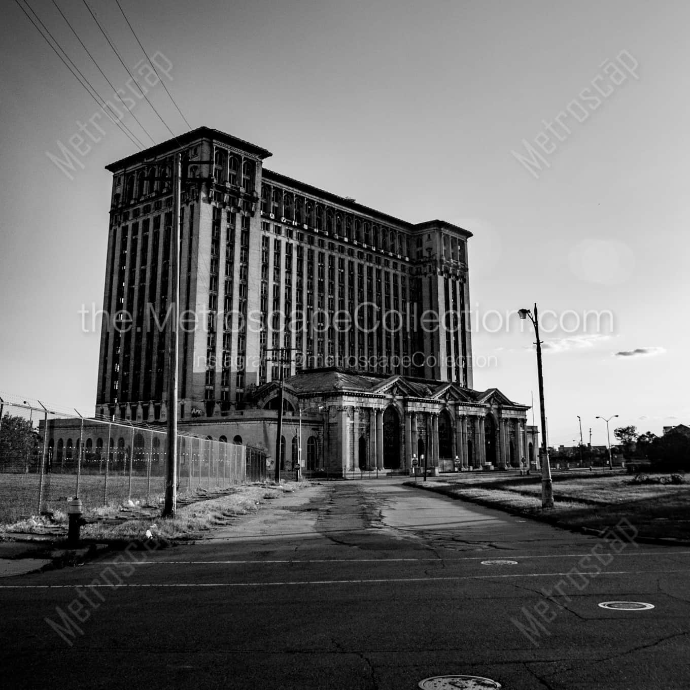 The Decaying Michigan Central Train Station landscape black and white Photography The Decaying Michigan Central Train Station landscape black and white Photography square crop