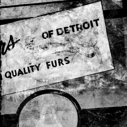 Matte Black WOOD Framed Black and White Detroit Photograph: Quality Detroit Furs in a Square Matte Black Wood Frame