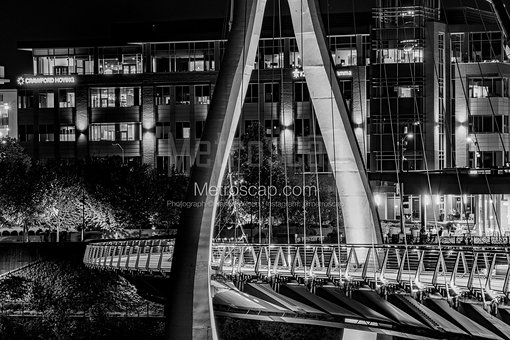 Dublin Bridge Park at Night -- Dublin Black and White Art