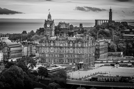 Calton Hill and the Balmoral Hotel -- Edinburgh Black and White Photos