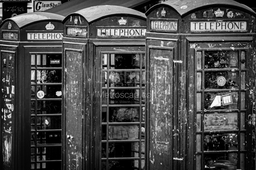 British Telephone Booths -- Edinburgh Black and White Photos