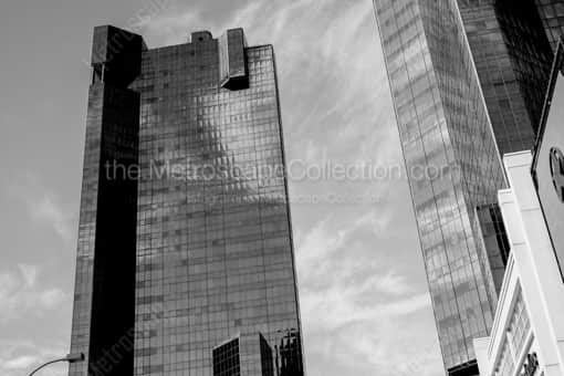 Fort Worth Black and White Photography of Sweeping Clouds behind the Wells Fargo Buildings Sweeping Clouds behind the Wells Fargo Buildings -- Fort Worth Black and White Photography