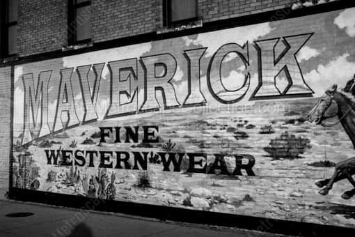 Maverick Fine Western Wear Mural -- Fort Worth Black and White Photography