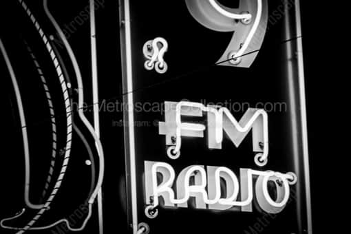 The 92.9 FM Radio Sign -- Fort Worth Black and White Photography