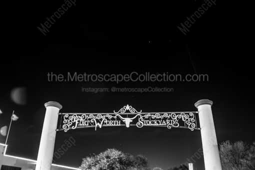 Fort Worth Black and White Photography of The Fort Worth Stockyards Entrance on Rodeo Plaza The Fort Worth Stockyards Entrance on Rodeo Plaza -- Fort Worth Black and White Photography