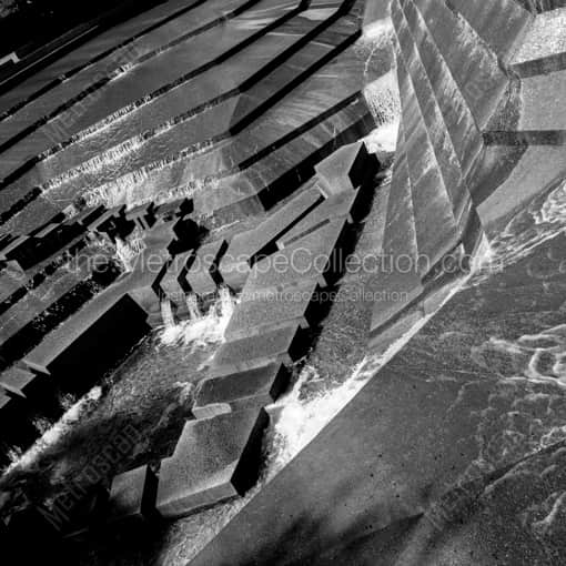 Matte Black WOOD Framed Black and White Fort Worth Photograph: The Fort Worth Water Garden in a Square Matte Black Wood Frame