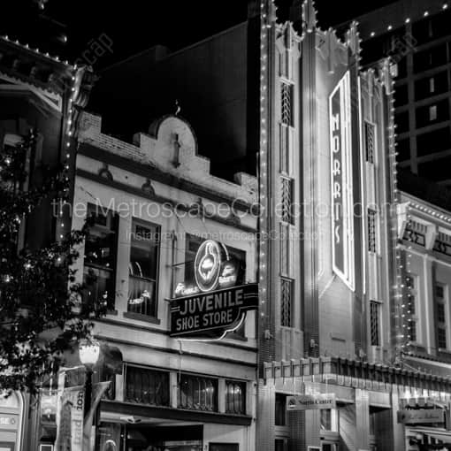 Matte Black WOOD Framed Black and White Fort Worth Photograph: The Juvenile Shoe Store and Norris Conference Center in a Square Matte Black Wood Frame