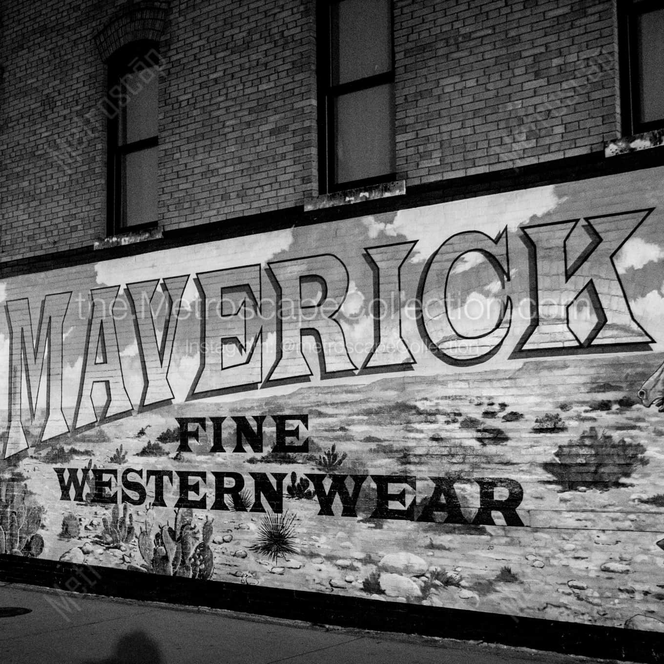 Maverick Fine Western Wear Mural landscape black and white Photography Maverick Fine Western Wear Mural landscape black and white Photography square crop