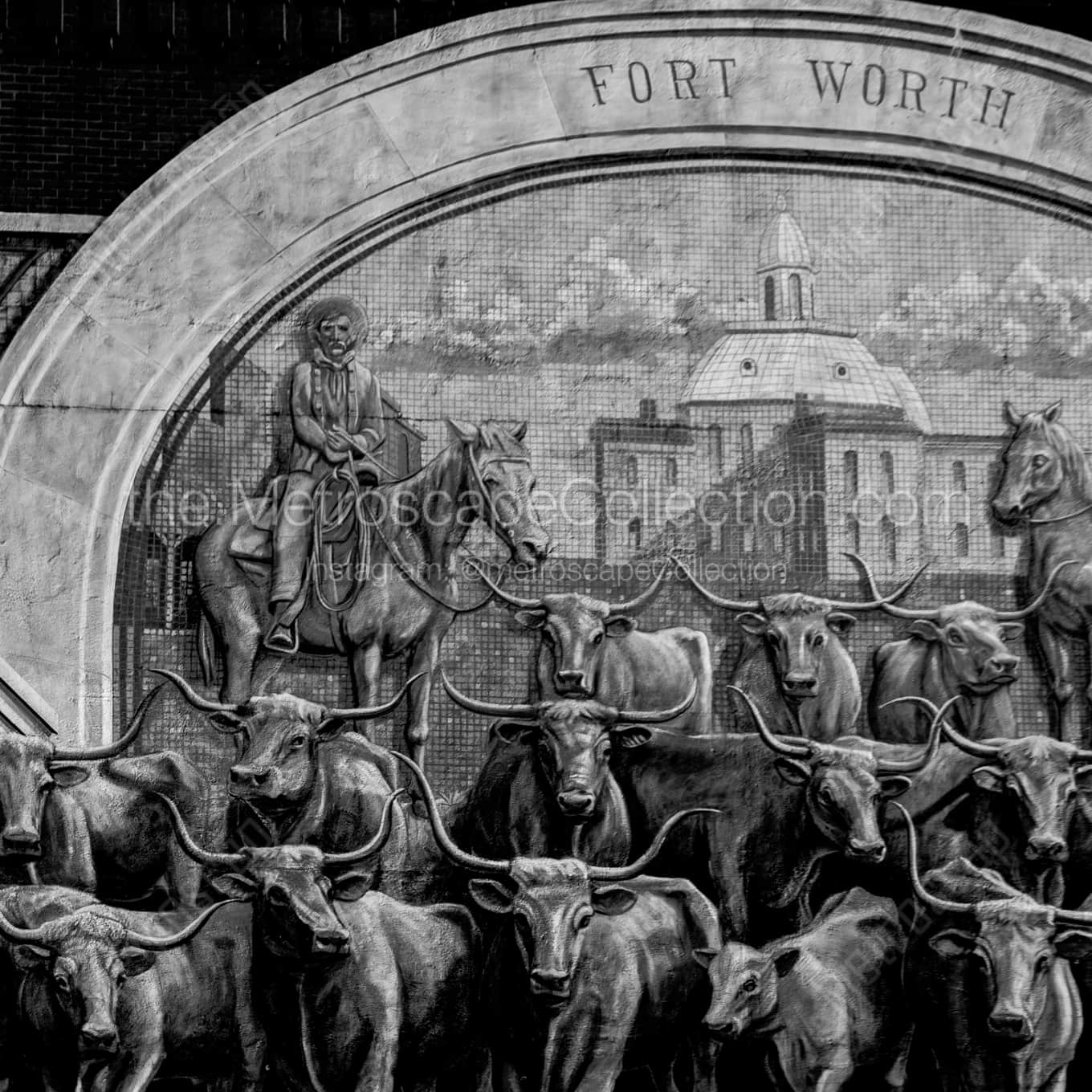 The Sundance Square Mural landscape black and white Photography The Sundance Square Mural landscape black and white Photography square crop