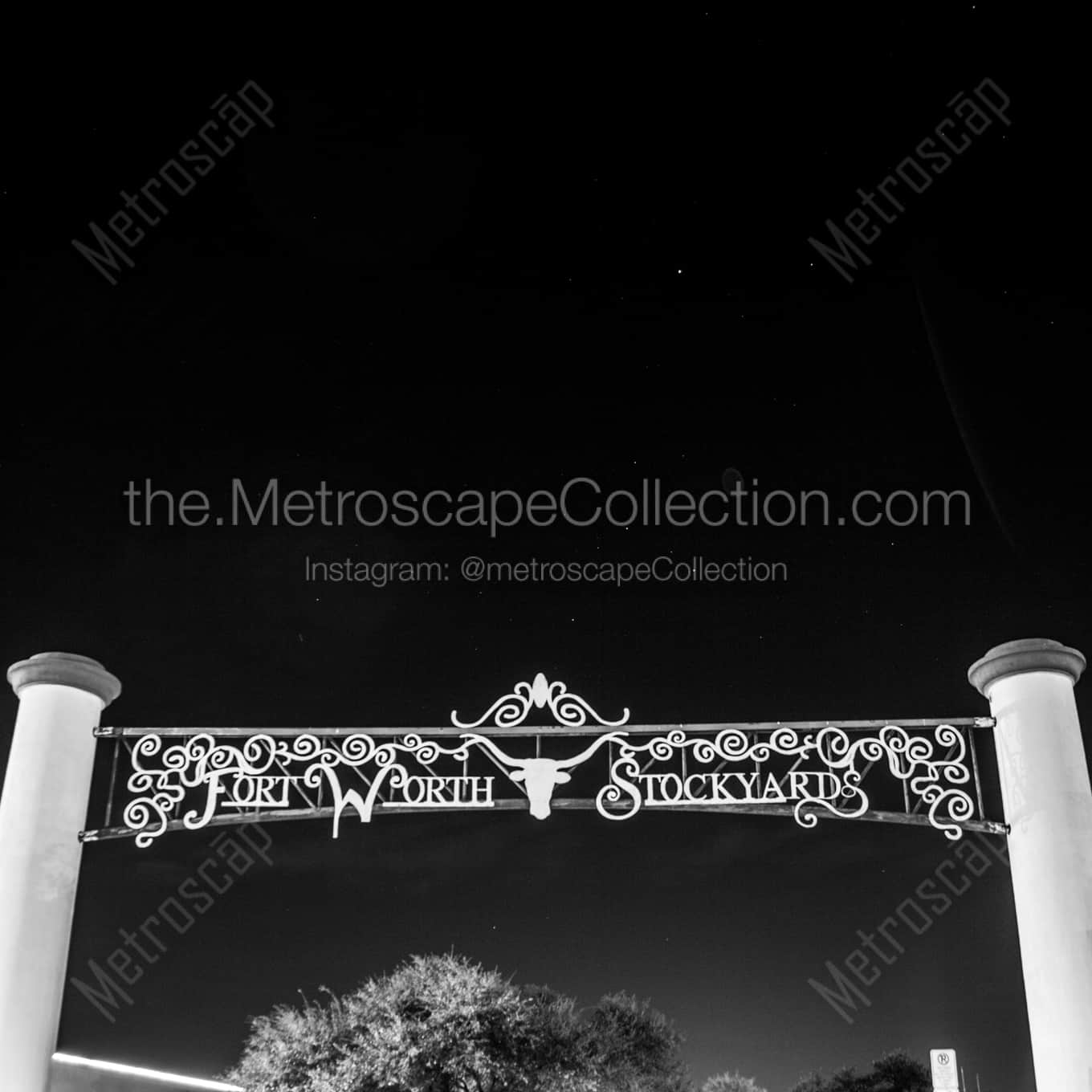 The Fort Worth Stockyards Entrance on Rodeo Plaza landscape black and white Photography The Fort Worth Stockyards Entrance on Rodeo Plaza landscape black and white Photography square crop