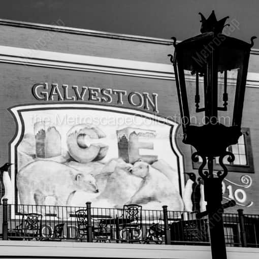 Matte Black WOOD Framed Black and White Galveston Photograph: Galveston Ice Cold Storage Warehouse in a Square Matte Black Wood Frame