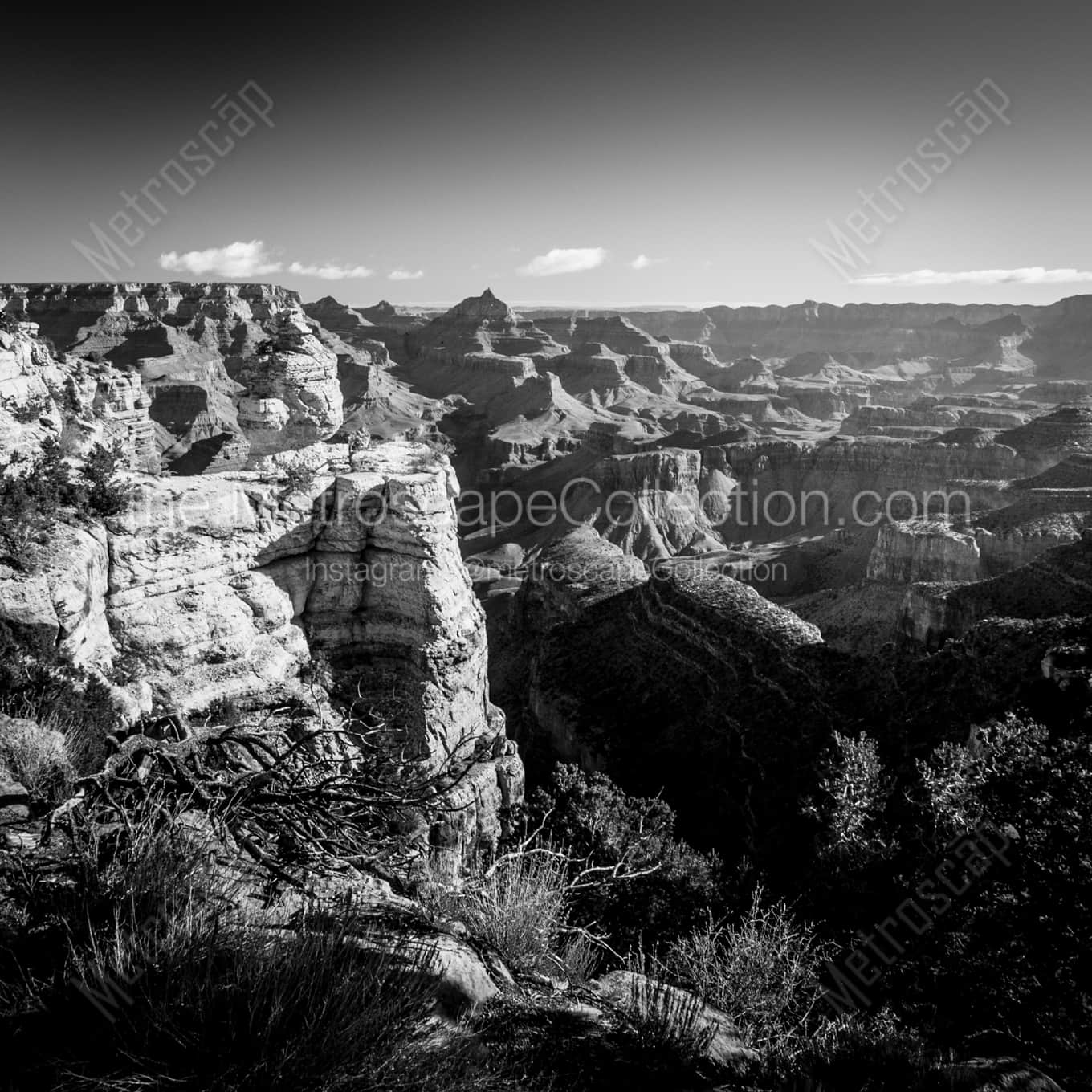 The Grand Canyon South Rim landscape black and white Photography square crop