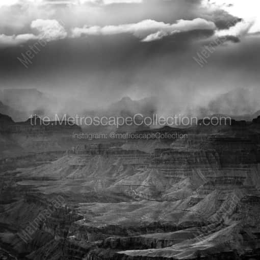 Matte Black WOOD Framed Black and White Grand Canyon Photograph: A Snow Squall in the Grand Canyon in a Square Matte Black Wood Frame