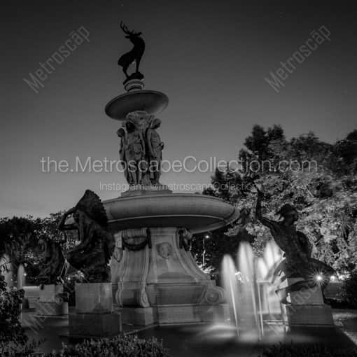 Matte Black WOOD Framed Black and White Hartford Photograph: The Corning Fountain in Bushnell Park in a Square Matte Black Wood Frame
