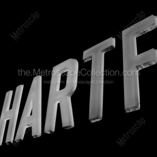 Matte Black WOOD Framed Black and White Hartford Photograph: Hartford Sign in a Square Matte Black Wood Frame
