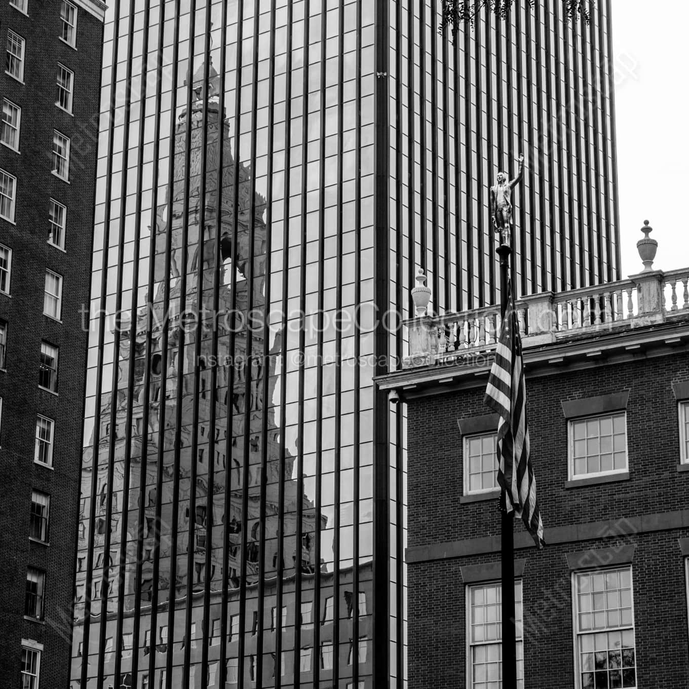 A Reflection of the Travelers Building landscape black and white Photography square crop
