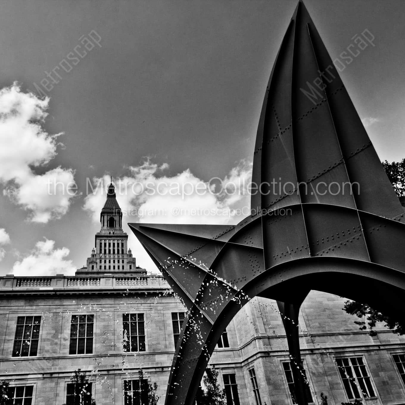 The Red Stegosaurus in the Main Street Historical District landscape black and white Photography square crop