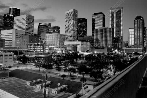 The Houston Skyline at Dusk -- Houston Black and White Photography