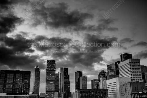 Houston Black and White Photography of The Houston Skyline from the Southeast Corner of Downtown The Houston Skyline from the Southeast Corner of Downtown -- Houston Black and White Photography